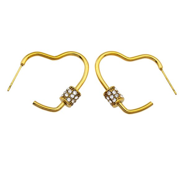 PRECIOUS Zirconia Heart Hoop Earrings - Picture 1 of 6